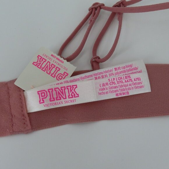 PINK Victorias Secret Small Lace Bralette V Neck Floral Flower Bra Strappy NEW - Picture 9 of 15